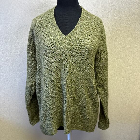 C.T. Plage Melange Women’s Thick Knit Sweater Wool Blend V-neck Classic Staple - Picture 2 of 13